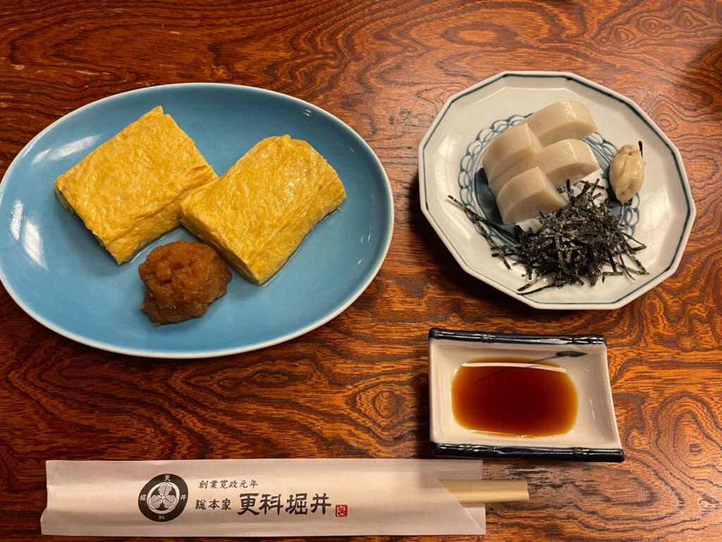 板わさと卵焼き